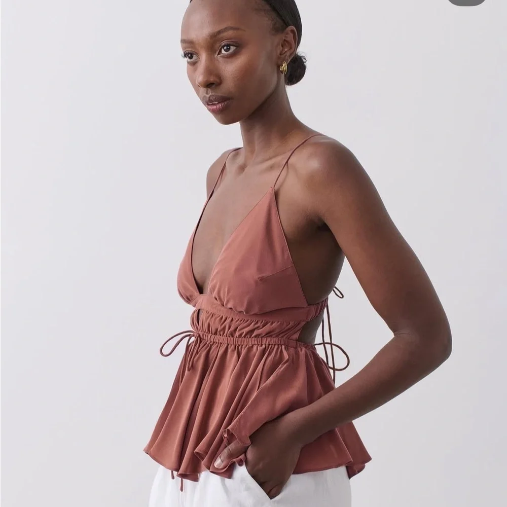 Joslin Liana Silk Camisole Sandwash Terracotta Silk Aus 10 US 6 - Picture 1 of 6